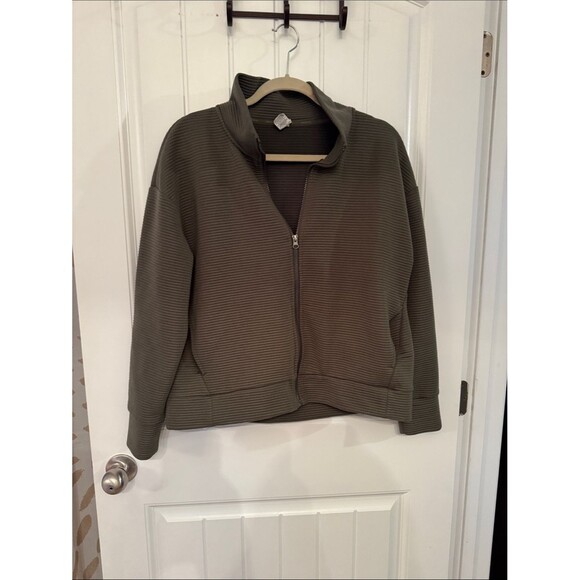 RBX Jackets & Blazers - RBX Olive Green Ribbed Full-Zip Jacket